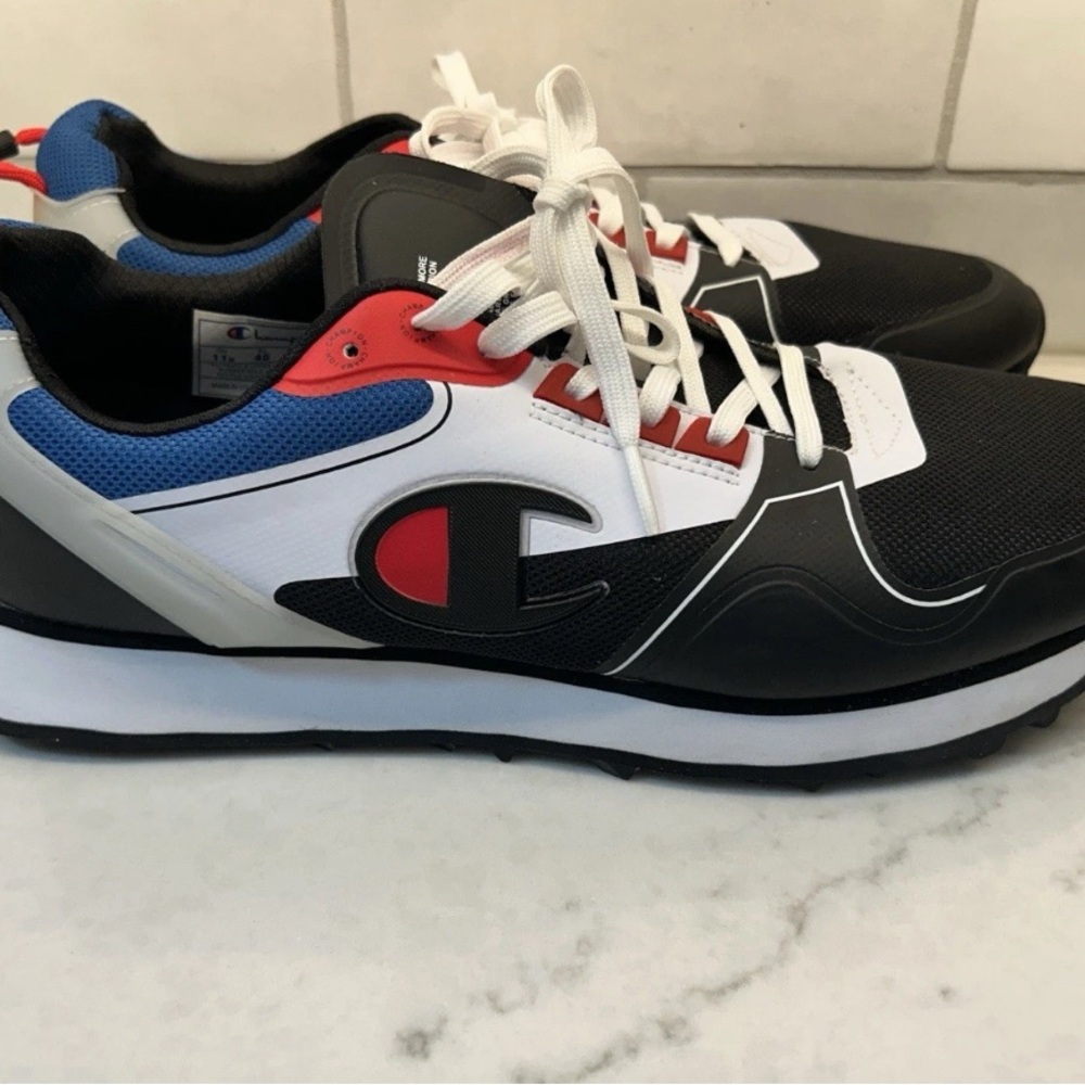 Champion Men's Black, White, Blue and Red Sneakers